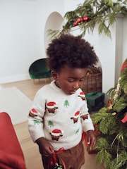Ecru Christmas Crew Neck Jumper (3mths-7yrs) - Image 4 of 9