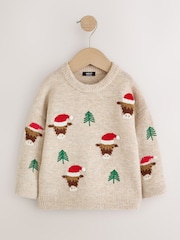 Ecru Christmas Crew Neck Jumper (3mths-7yrs) - Image 6 of 9