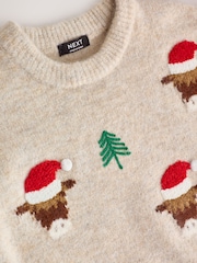 Ecru Christmas Crew Neck Jumper (3mths-7yrs) - Image 8 of 9
