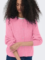 JDY Pink Long Sleeve Cardigan With Pearl Button - Image 3 of 6