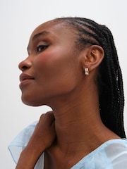 Inicio Two Tone Double Row Hoop Earrings - 3şəkildən 2 şəkil