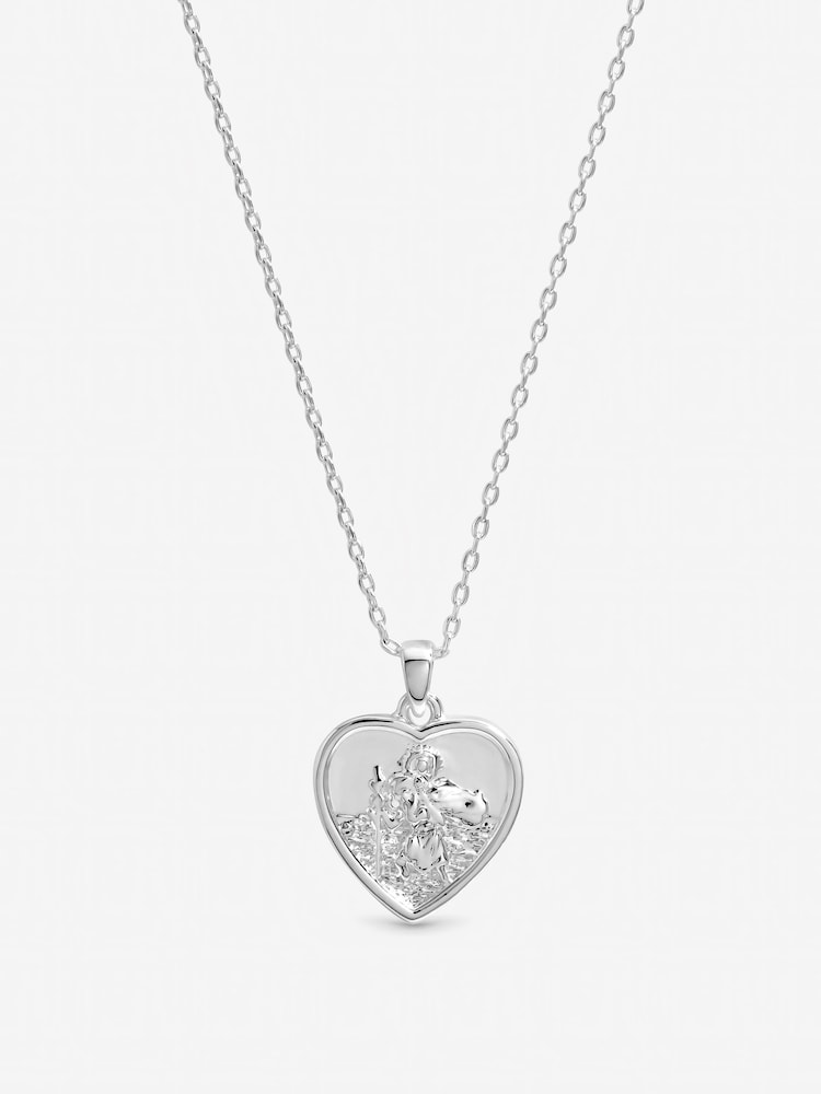 Inicio Sterling Silver Plated Heart St Christopher Necklace Gift Box - Image 1 of 1