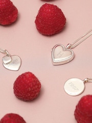 Inicio Sterling Silver Plated Tone Pave Edge Personalised Pendant - Gift Pouch - Image 2 of 2