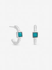 Simply Silver 925 Sterling Silver Turquoise Huggie Hoops - Image 1 of 1