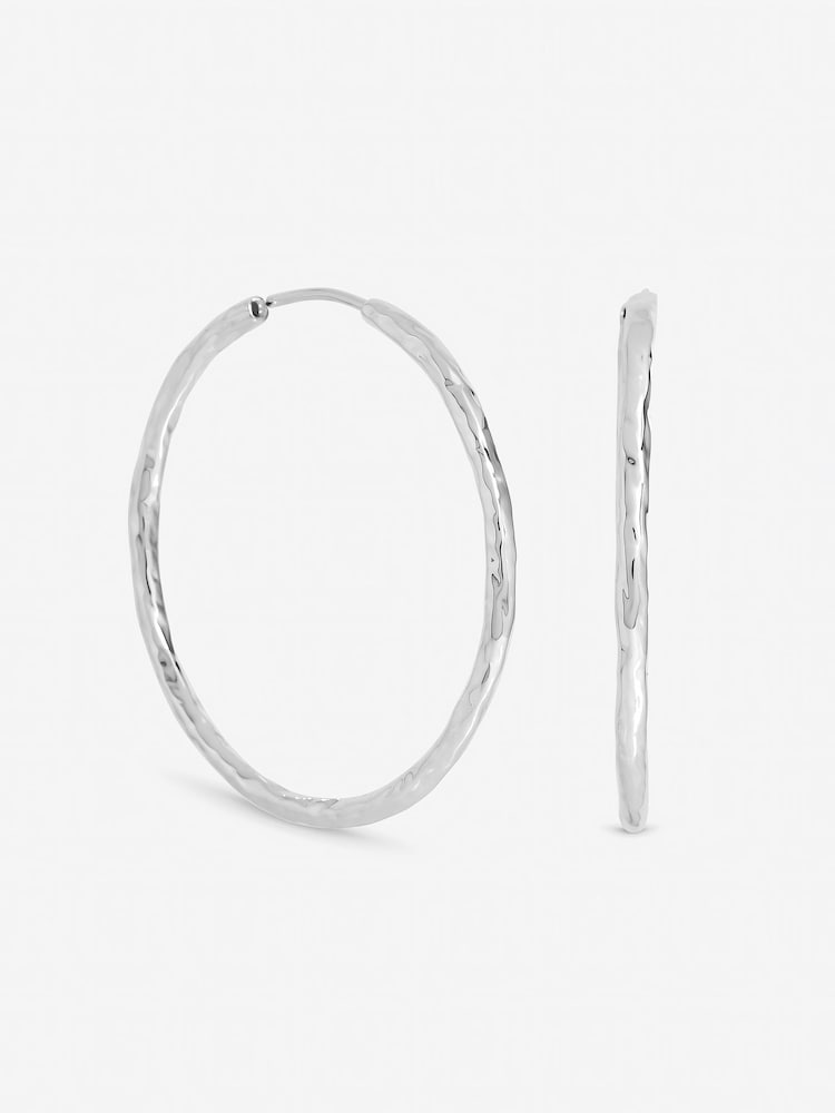 Simply Silver 925 Sterling Silver Molten Large Sleeper Hoops - Image 1 of 1