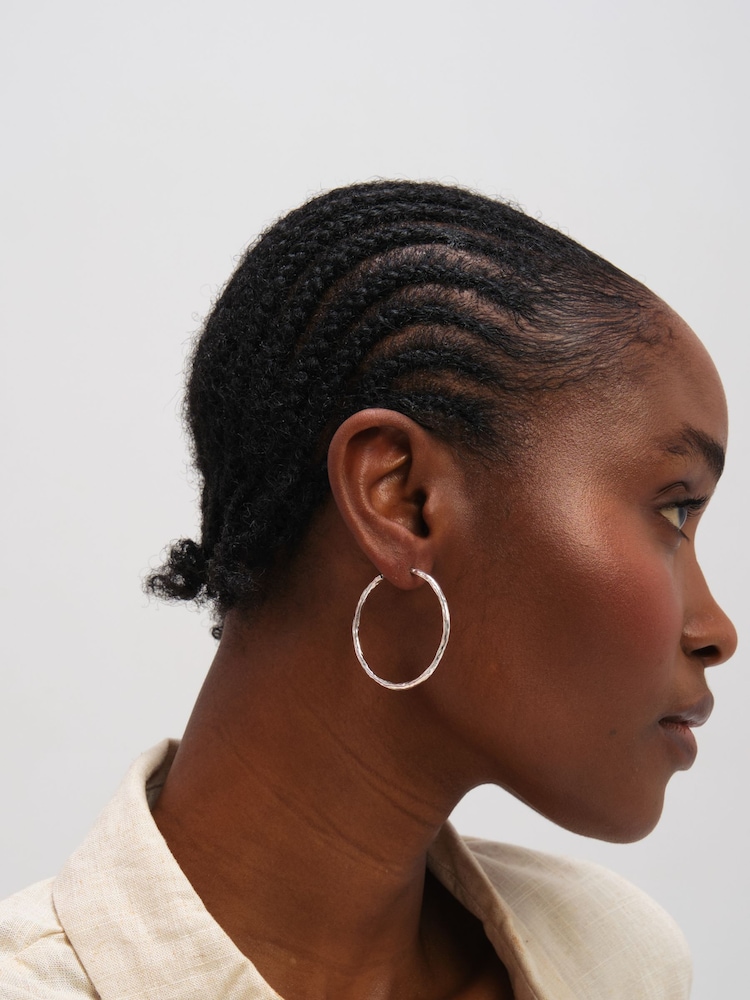 Inicio Sterling Silver Plated Molten Large Sleeper Hoops - Image 2 of 3