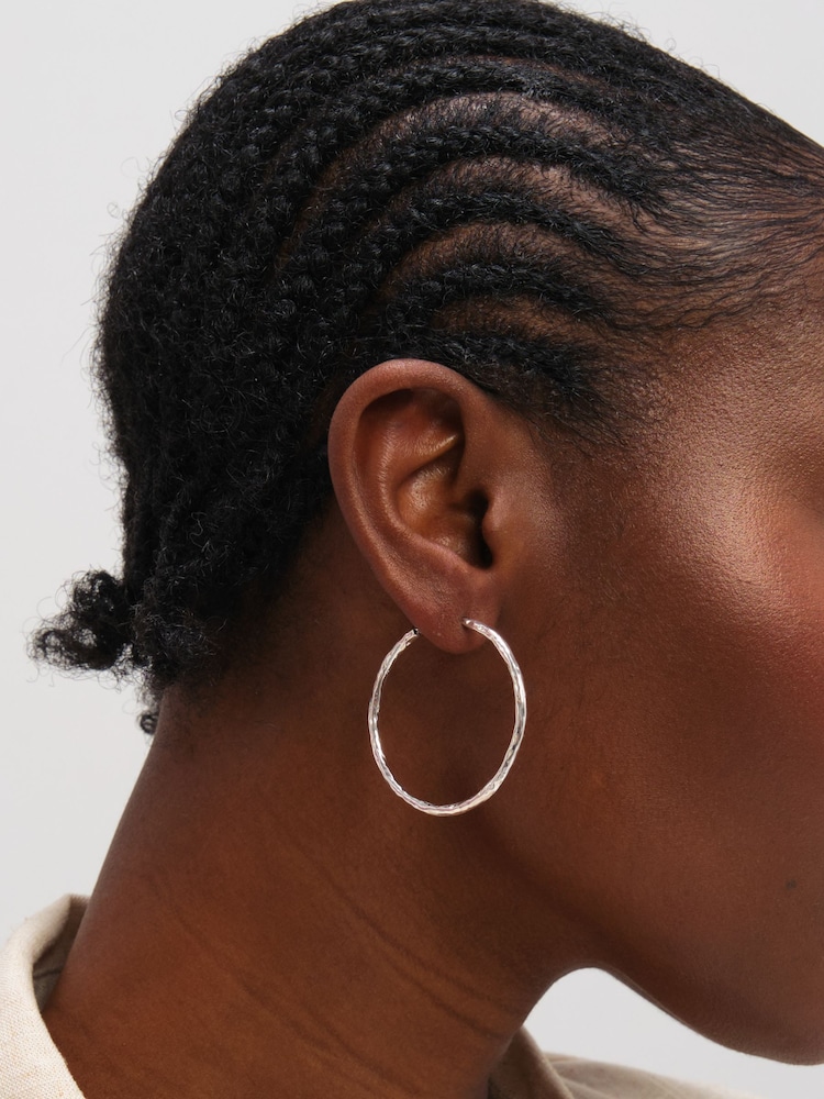 Inicio Sterling Silver Plated Molten Large Sleeper Hoops - Image 3 of 3