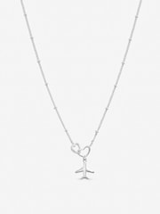 Inicio Sterling Silver Plated Interlink Heart Plane Necklace - Gift Box - Image 3 of 3