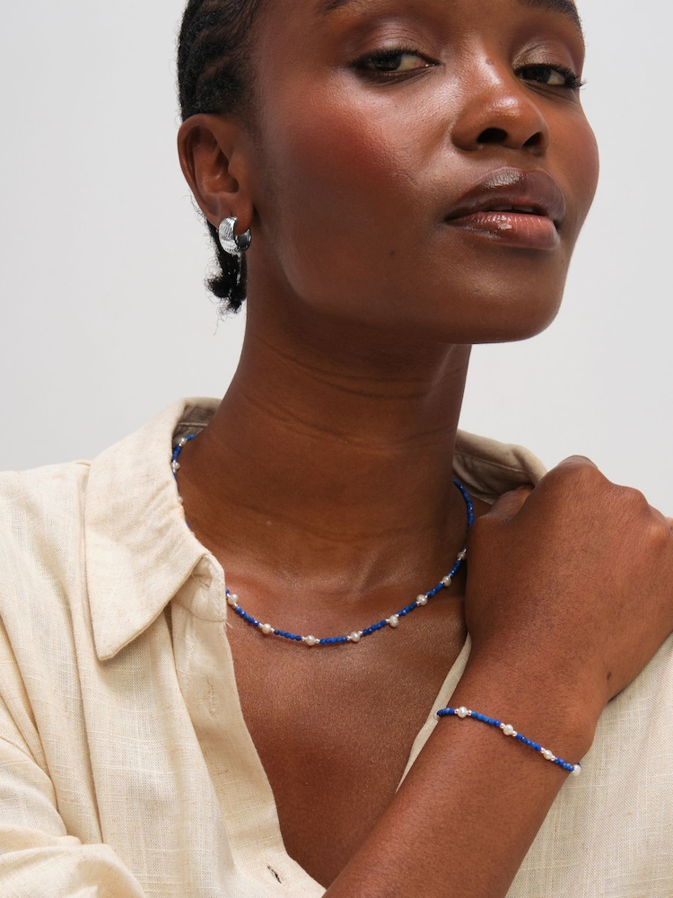 Inicio Lapis Blue Simply Silver Pearl Bracelet Gift Pouch - Image 2 of 3