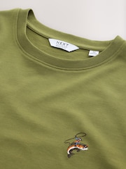 Green Plain Embroidered T-Shirt - Image 3 of 3