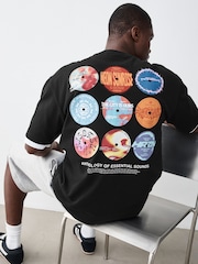 Black Records Relaxed Fit Graphic Print Heavy Weight T-Shirt - Image 1 of 10