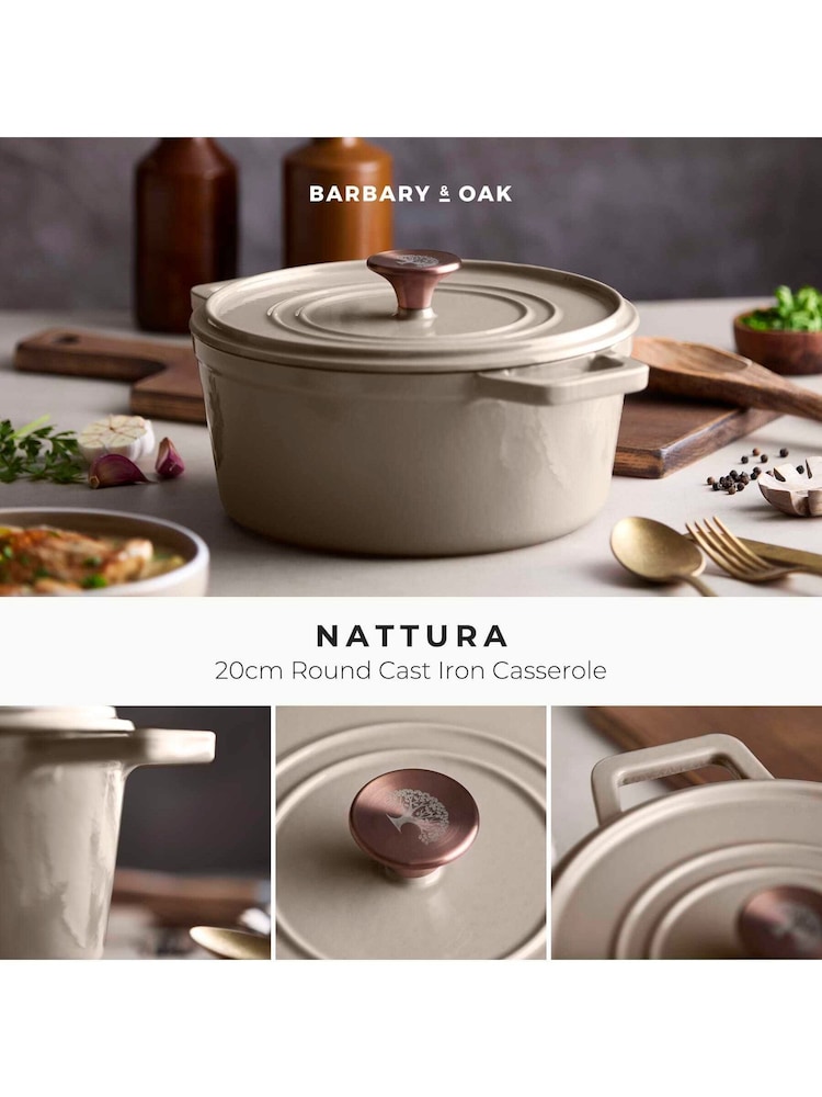 Barbary and Oak Cashmere Nattura Cast Iron Casserole 2.2L Cooking Pot - Image 2 of 9