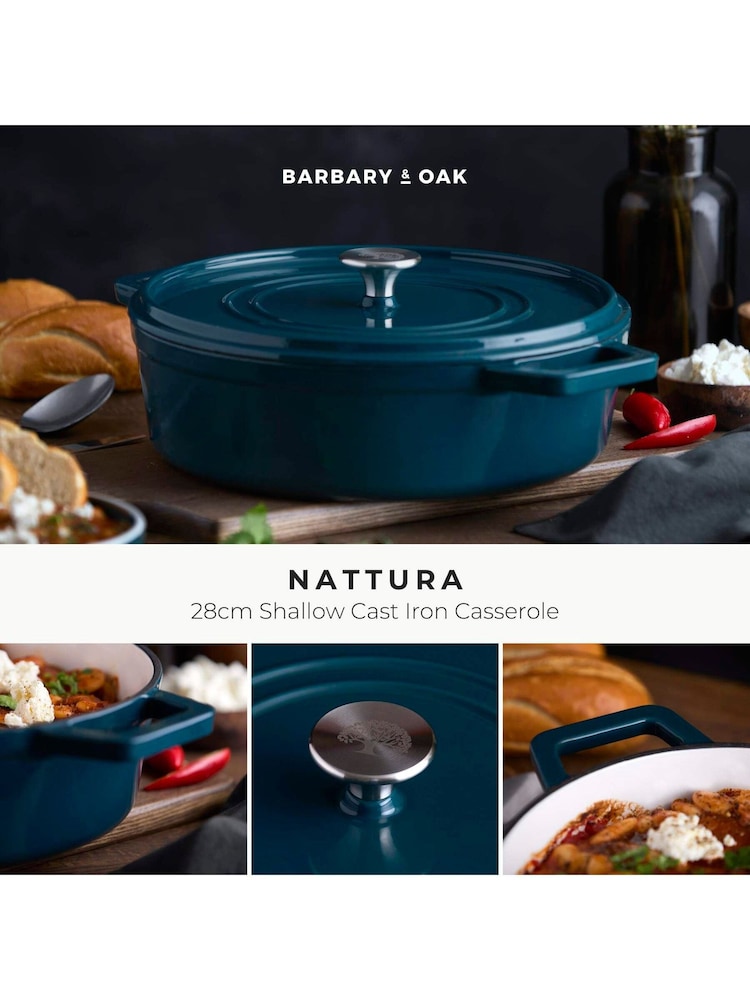 Barbary and Oak Teal Nattura Cast Iron Casserole 3.6L Cooking Pot - Image 2 of 9
