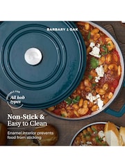 Barbary and Oak Teal Nattura Cast Iron Casserole 3.6L Cooking Pot - Image 4 of 9