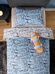 Blue Graffiti Supersoft Brushed Cotton Duvet Cover and Pillowcase Set - Image 3 of 8