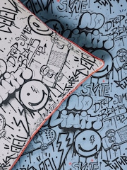 Blue Graffiti Supersoft Brushed Cotton Duvet Cover and Pillowcase Set - Image 6 of 8