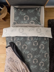 Linear Gamer Cotton gamer Duvet Cover and Pillowcase Set - Image 4 of 6