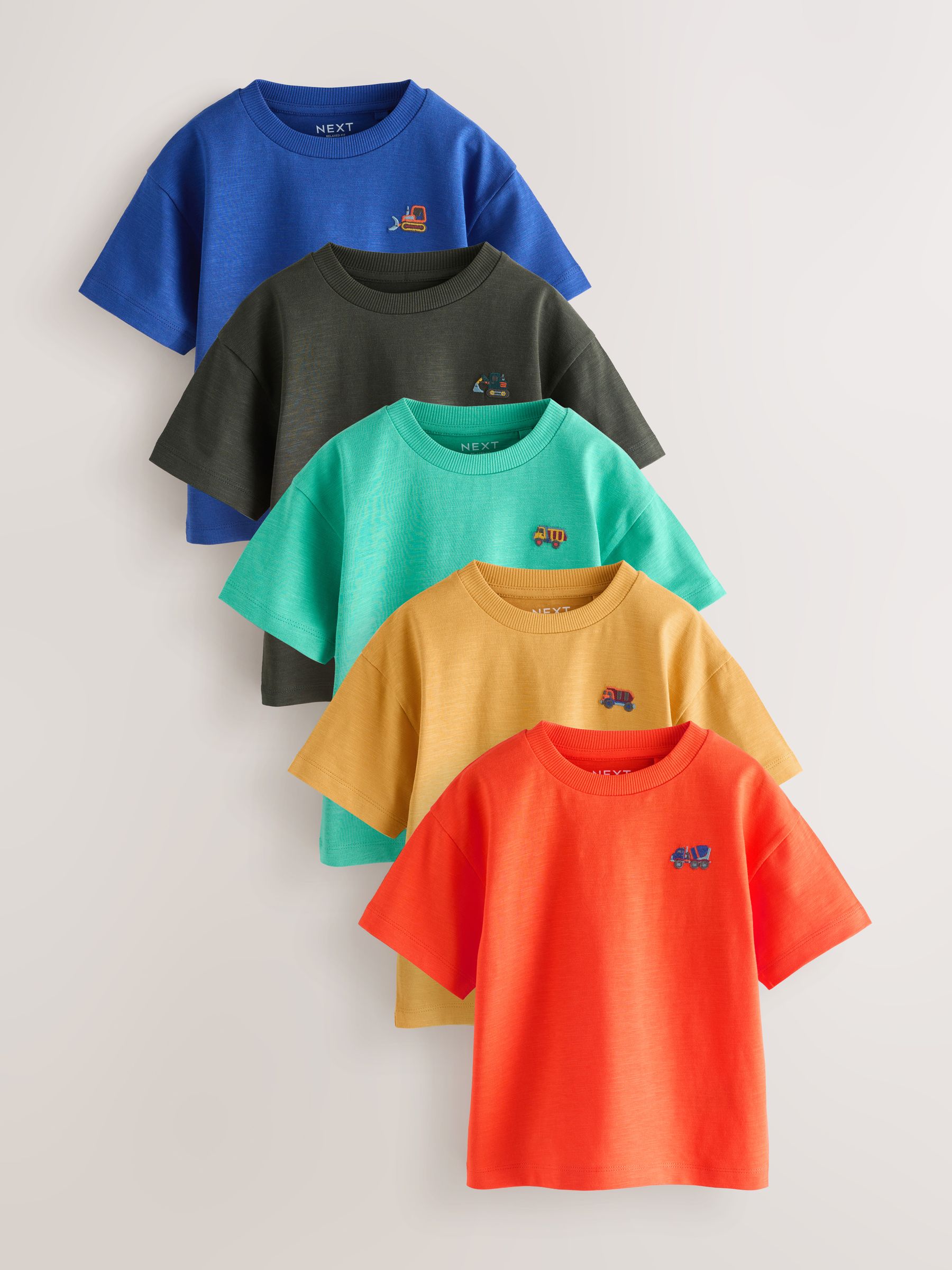 Buy Multi Bright Transport Embroidery Relaxed Fit Short Sleeve T