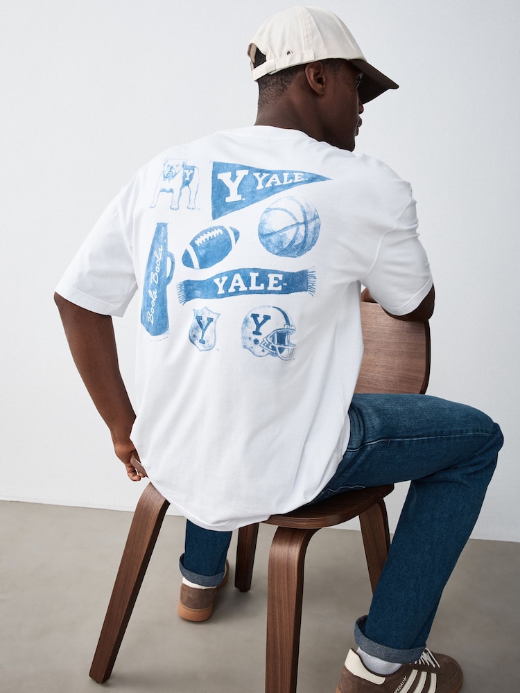 白色 - Lightweight Relaxed Yale T-Shirt - 圖片 1，共 8