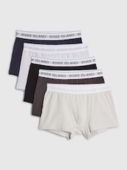 River Island Grey Colour Mix Trunks 5 Pack - Image 1 of 1