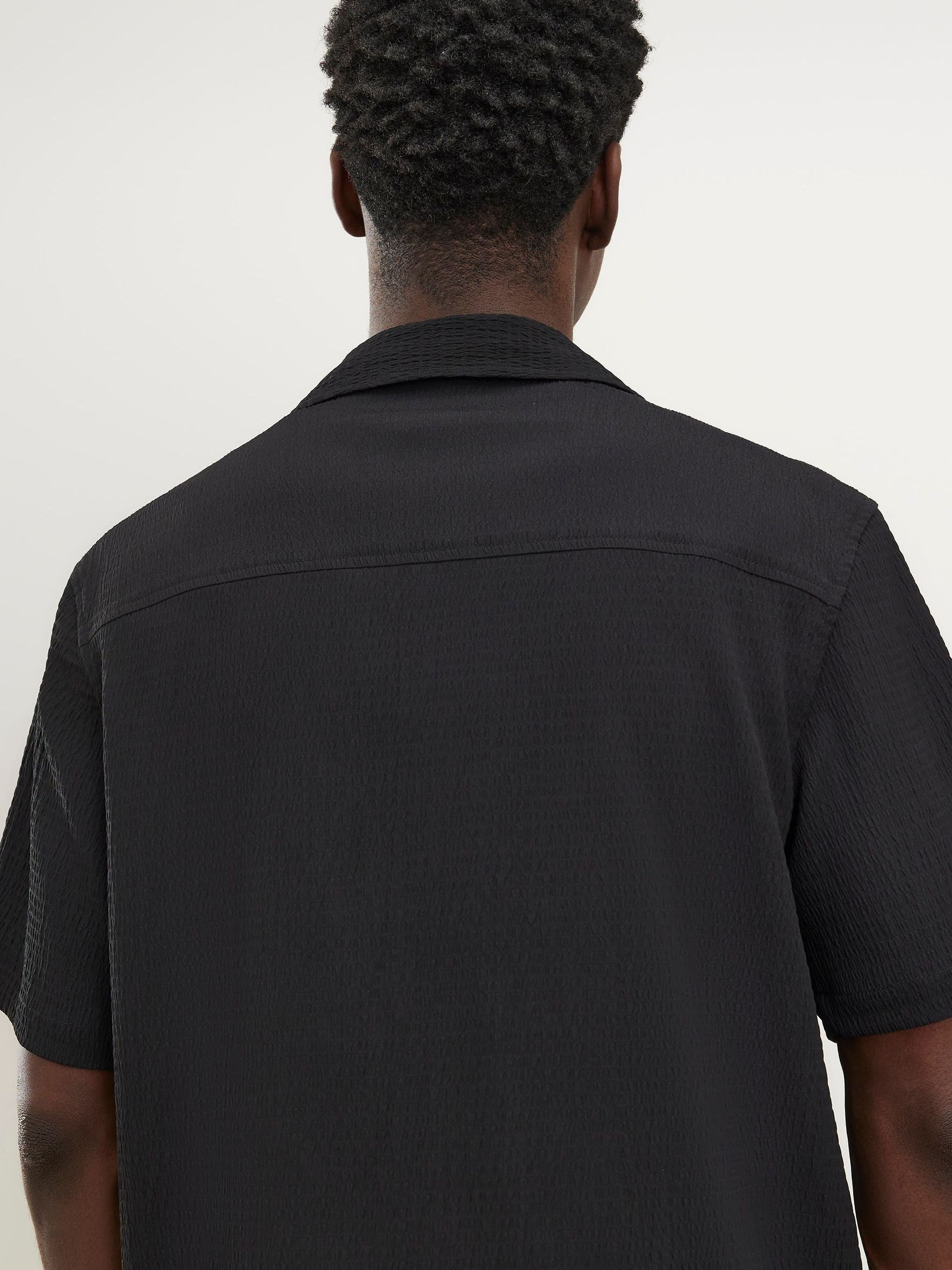 Buy River Island Black Regular Fit Seersucker Textured Shirt from