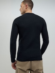 River Island Black Muscle Fit Textured Jumper - Image 2 of 4