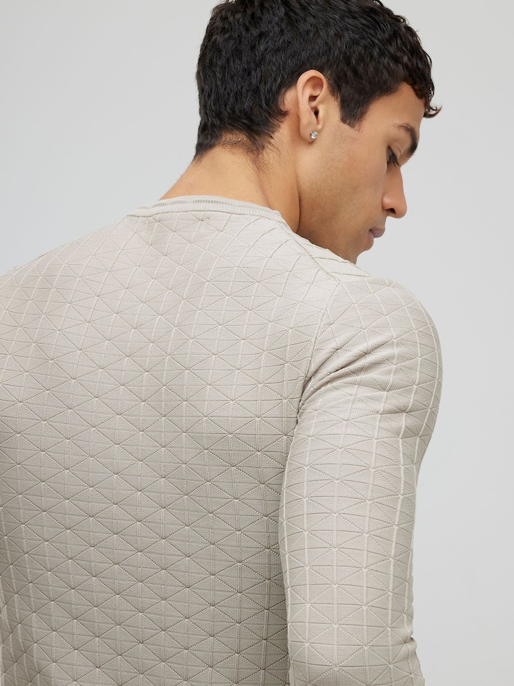 River Island Natural Muscle Fit Textured Jumper - Image 4 of 4