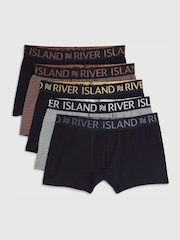 River Island Metallic Logo Trunks 5 Pack - Imaginea 1 din 3