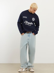 River Island Blue Regular Fit Long Sleeve Ottoman Tipped T-Shirt - Image 3 of 4