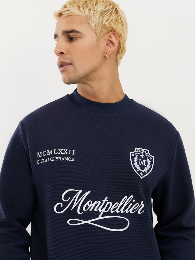 River Island Blue Regular Fit Long Sleeve Ottoman Tipped T-Shirt - Image 4 of 4