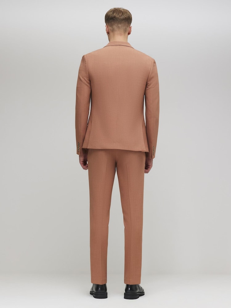 River Island Brown Skinny Fit Textured Suit Trousers - Image 2 of 4