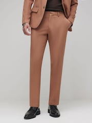 River Island Brown Skinny Fit Textured Suit Trousers - Image 4 of 4