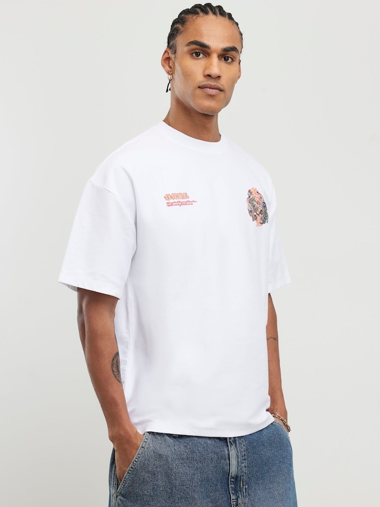 River Island White Oversized Dragon Graffiti T-Shirt - Image 2 of 4