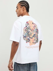 River Island White Oversized Dragon Graffiti T-Shirt - Image 3 of 4