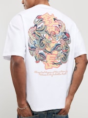River Island White Oversized Dragon Graffiti T-Shirt - Image 4 of 4