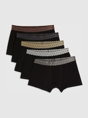 River Island Black RR Metallic Logo Waistband Trunks 5 Pack - Image 1 of 1