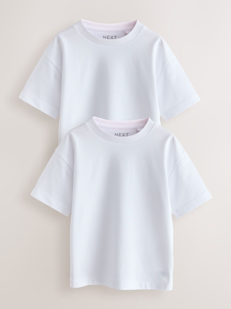 White Short Sleeve Plain T-Shirts 2 Pack (3mths-7yrs) - Image 1 of 6 White Short Sleeve Plain T-Shirts 2 Pack (3mths-7yrs) - Image 1 of 6