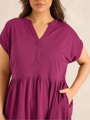 Κόκκινο - Φόρεμα Evans Tiered Slub από βαμβάκι Midi - Εικόνα 4 του 5