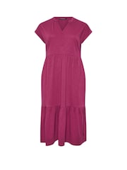 Κόκκινο - Φόρεμα Evans Tiered Slub από βαμβάκι Midi - Εικόνα 5 του 5