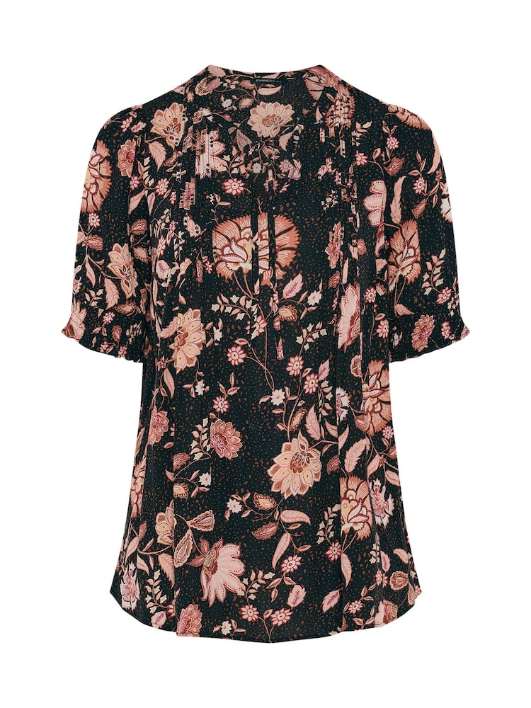 Evans Short Sleeve Pintuck Blouse - Imaginea 2 din 2