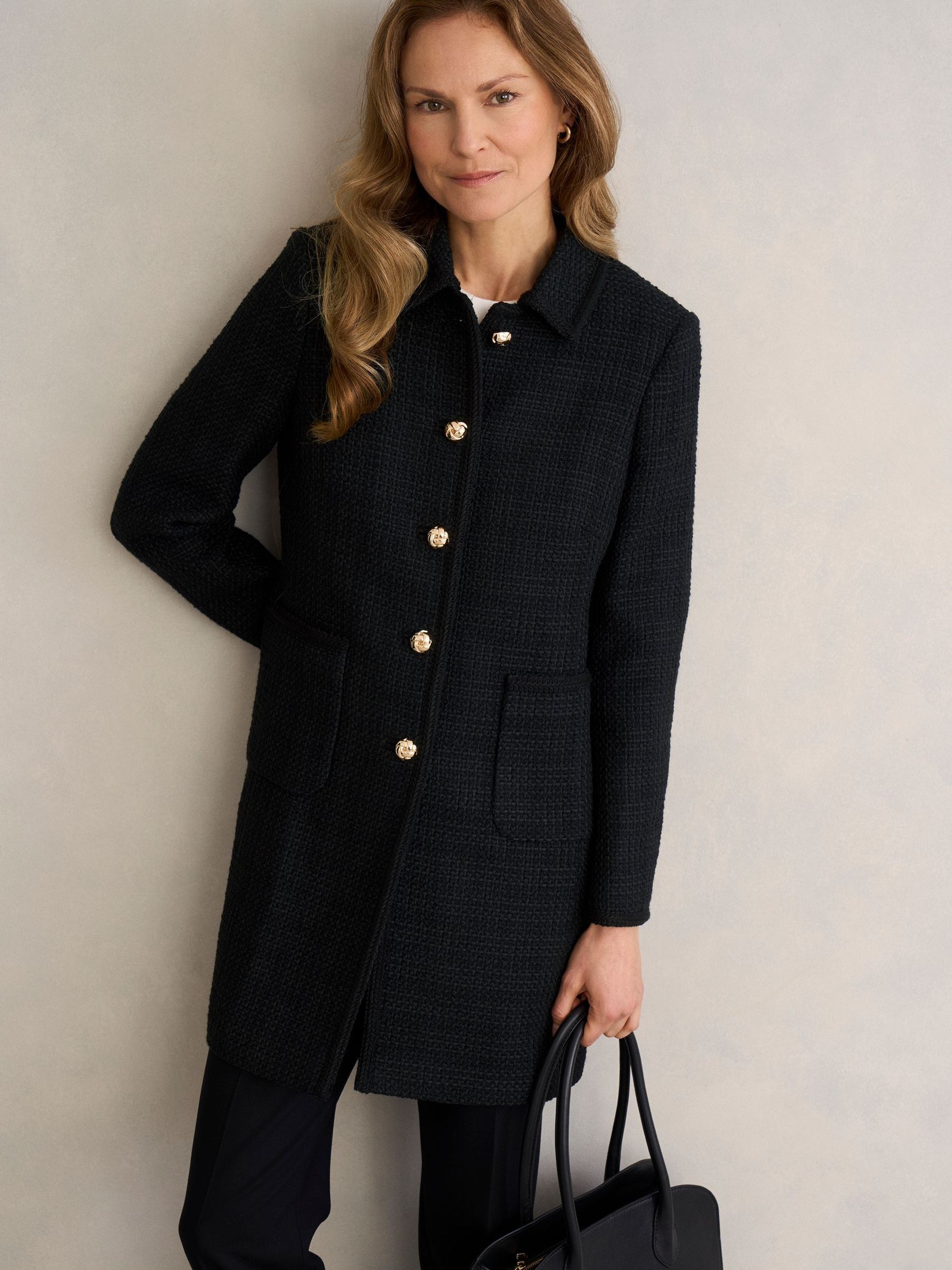 Buy Hobbs Black Evangeline Tweed Coat from the Next UK online shop