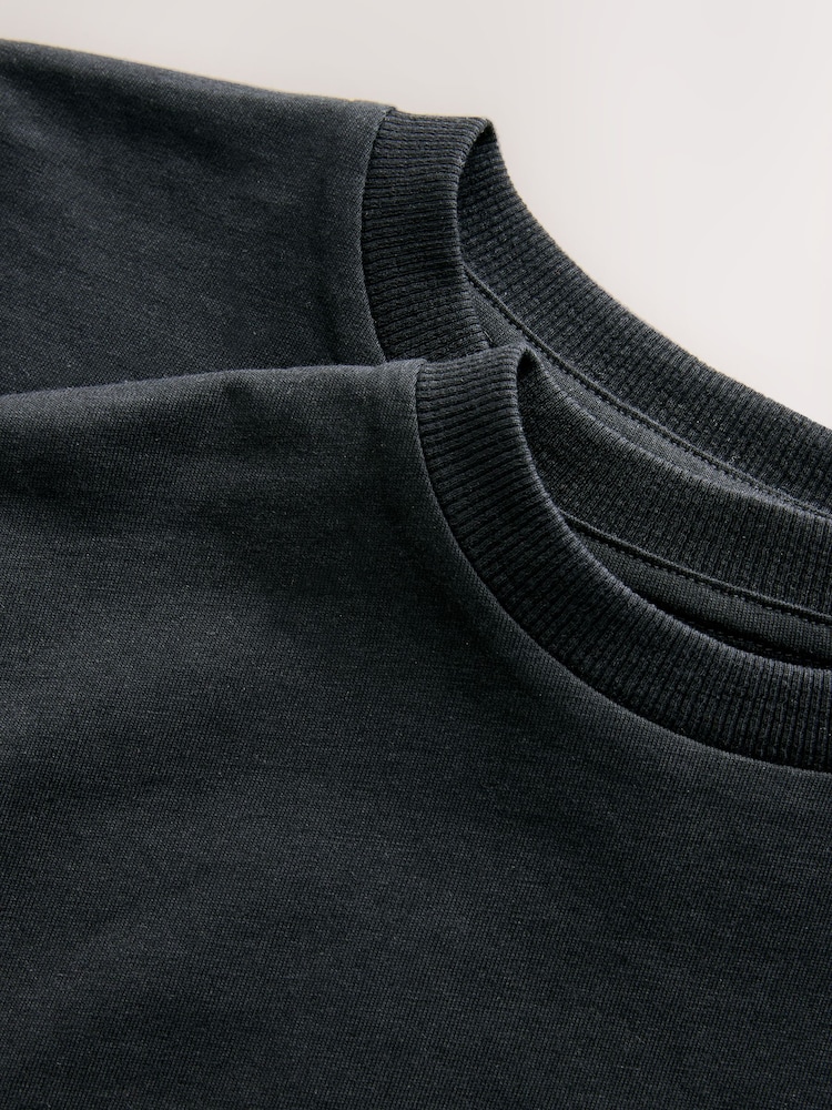 Black Short Sleeve Plain T-Shirts 2 Pack (3mths-7yrs) - Image 5 of 5