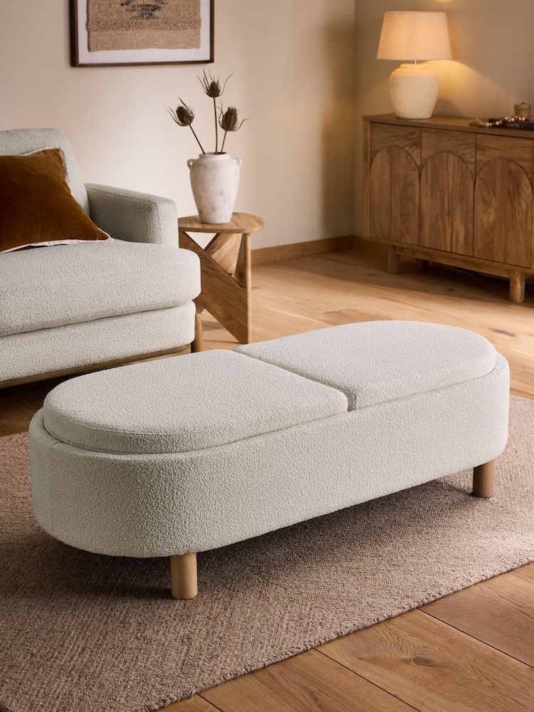 Buy Casual Boucle Oyster Natural Ashton Upholstered Extra Large Storage ...