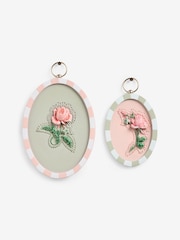 Cath Kidston Set of 2 Pink/Green Wall Plaques - Image 1 of 2