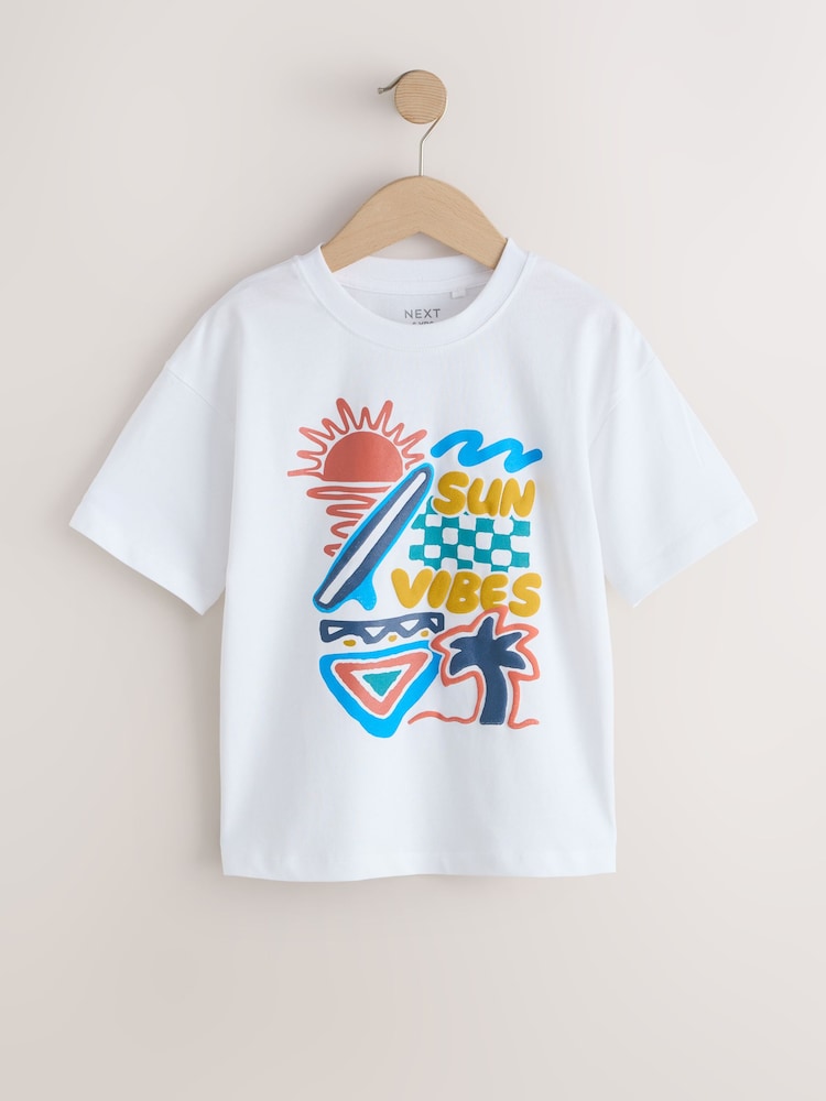 White Sun Vibes Short Sleeve Graphic T-Shirt (3-16yrs) - Image 1 of 4