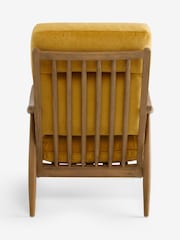 Fine Chenille Ochre Yellow Hampton High Back High Back Wooden Accent Chair - Image 10 of 11