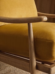 Fine Chenille Ochre Yellow Hampton High Back High Back Wooden Accent Chair - Image 2 of 11