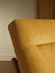 Fine Chenille Ochre Yellow Hampton High Back High Back Wooden Accent Chair - Image 6 of 11