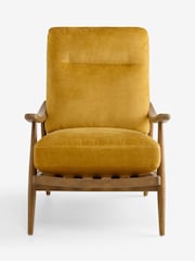 Fine Chenille Ochre Yellow Hampton High Back High Back Wooden Accent Chair - Image 7 of 11