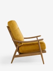Fine Chenille Ochre Yellow Hampton High Back High Back Wooden Accent Chair - Image 9 of 11